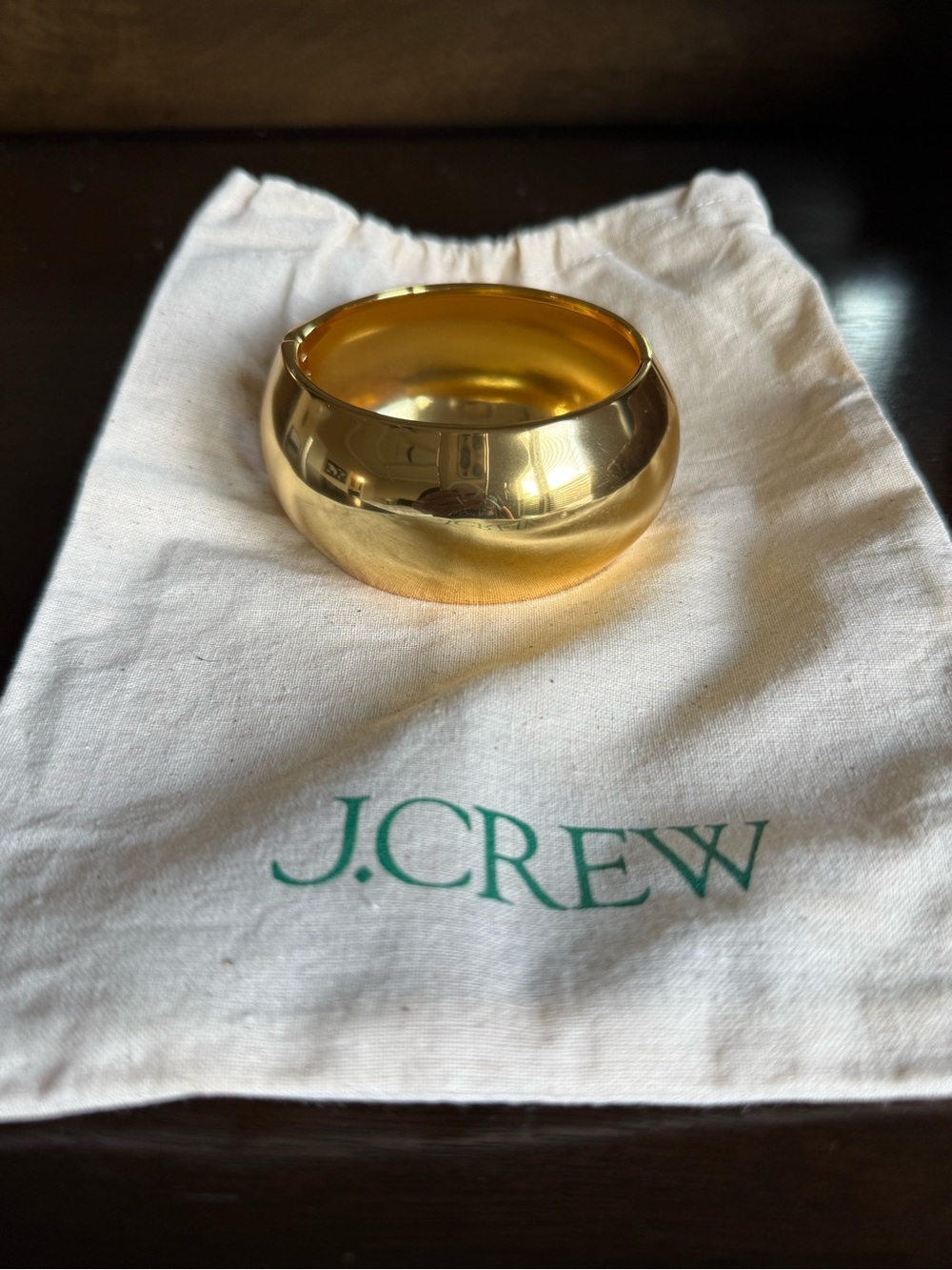 J. Crew Shiny Gold Wide Dome Bracelet
